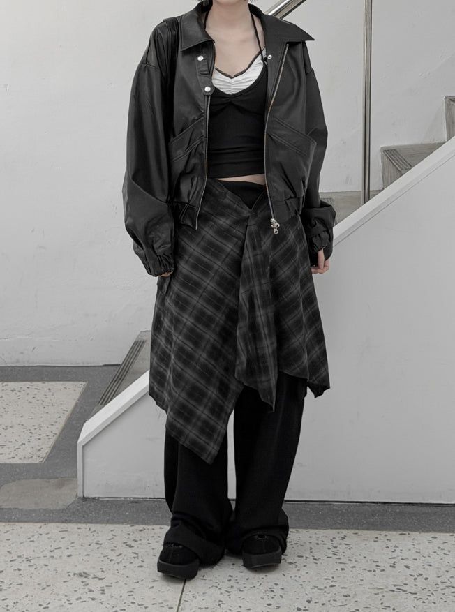 Lotte Leather Crop Bomber Jacket