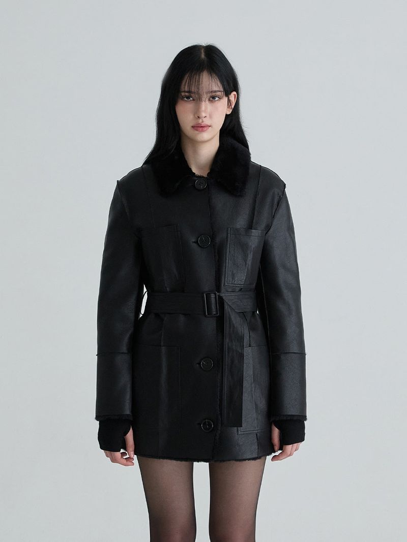 Reversible leather mustang (Black)
