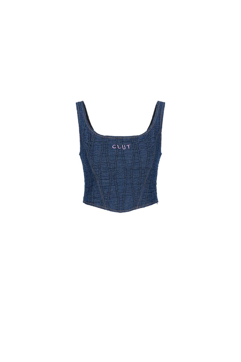 0 7 wave denim bustier