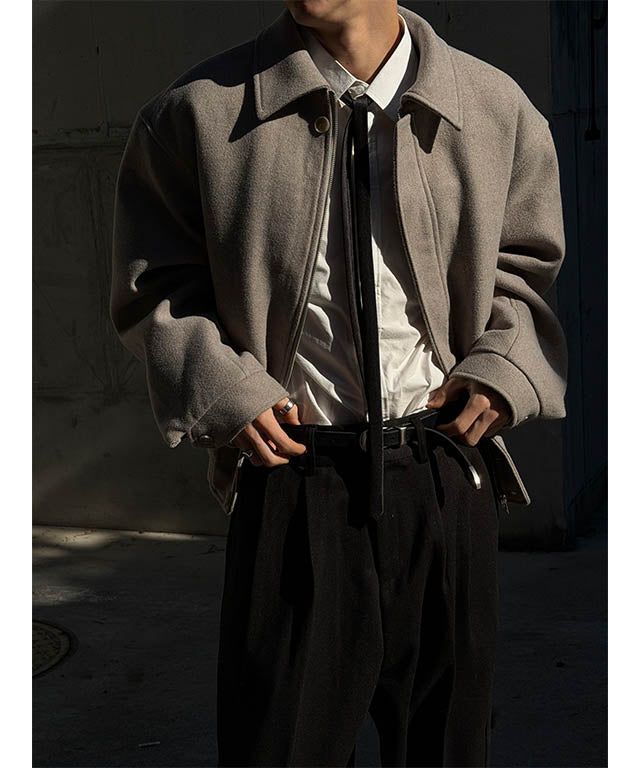 [F/W] Herringbone crop blouson jacket(2color)
