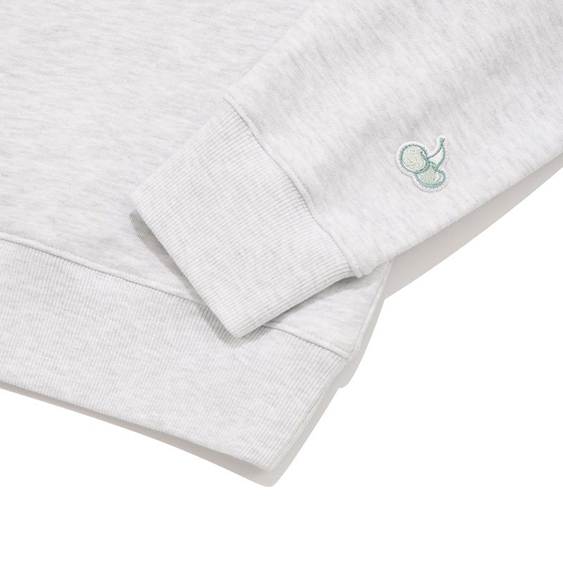 MIDDLE CHERRY CROP SWEATSHIRT [MELANGE GRAY]