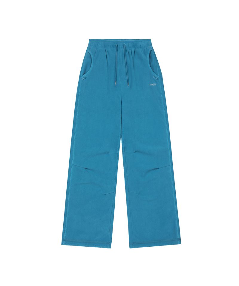 Button Point Fleece Pintuck Pants - BLUE