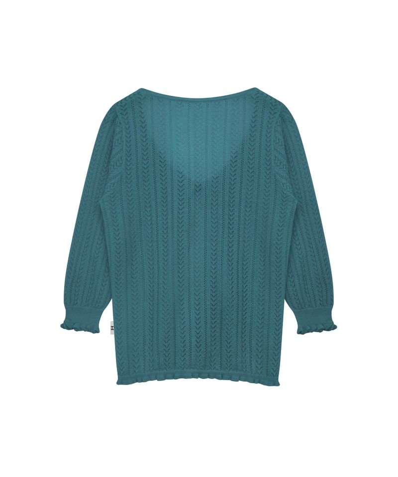 3/4 LACE KNIT CARDIGAN TURQUOISE