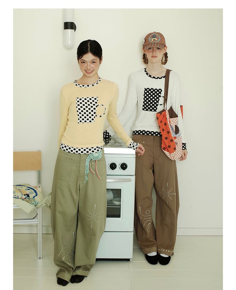 UnsocialNight 2025秋新作 ホットダイヤワイドパンツ