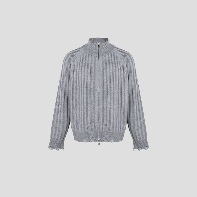 Sep Contrast Knitted Zip Up (3color)