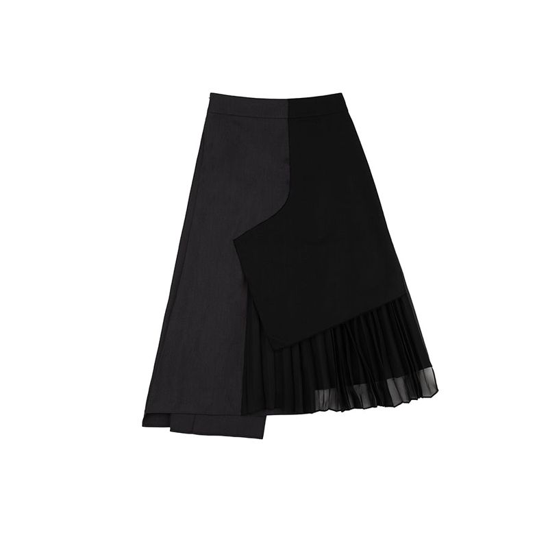 Herringbone Combo Pleated Skirt