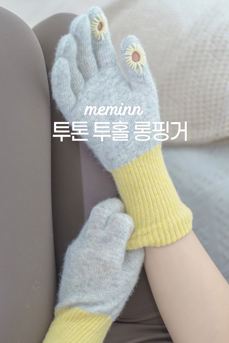 twoton twohole long touch finger gloves 3colors