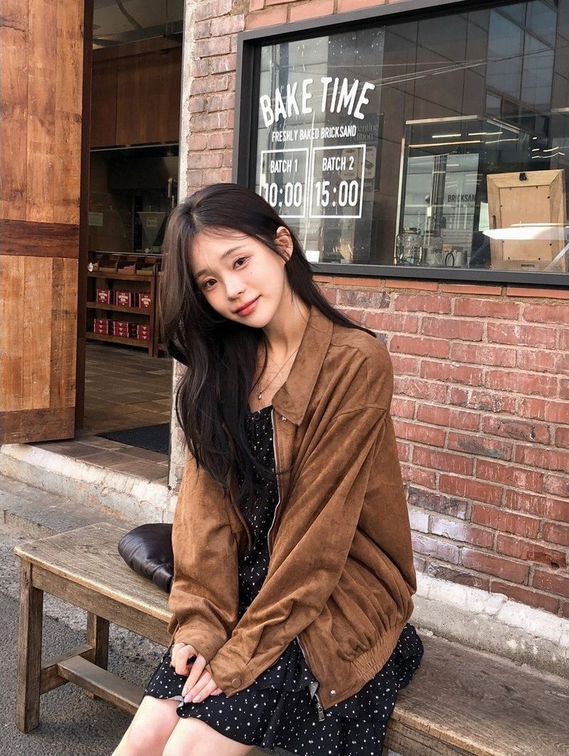 #Elegant Overfit Suede Zip-up Blouson (2color)