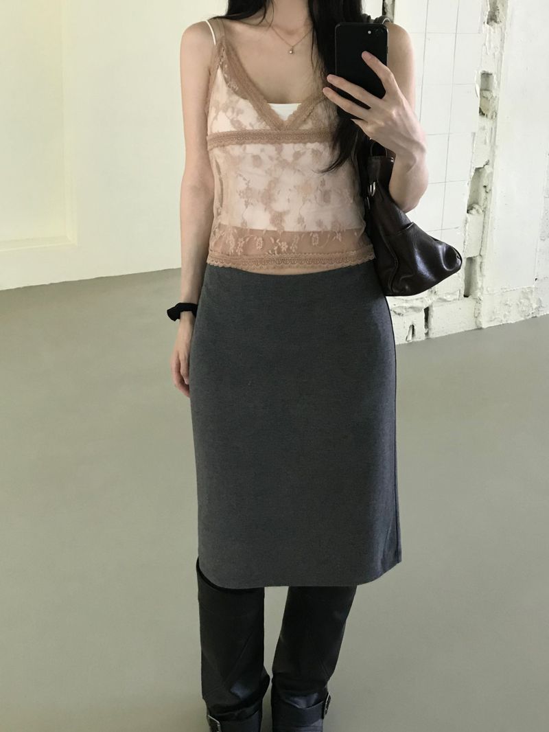 Flower See-Through Lace Sleeveless Top (2 colors)