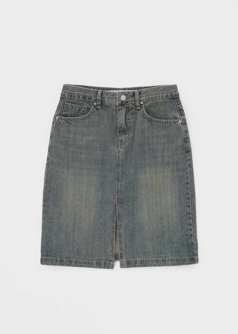 [MADE] Wiston Slit Denim Midi Skirt