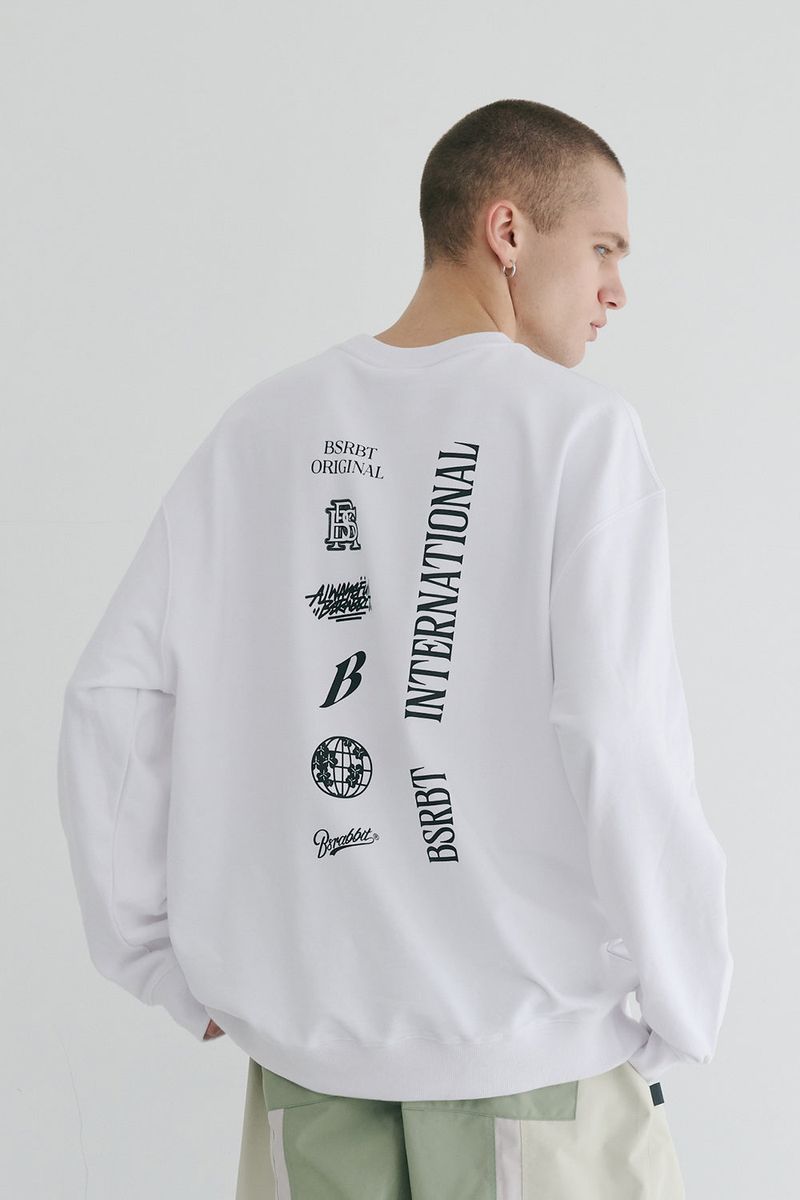 BSR2223FWPO073 MULTI LOGO CREWNECK WHITE