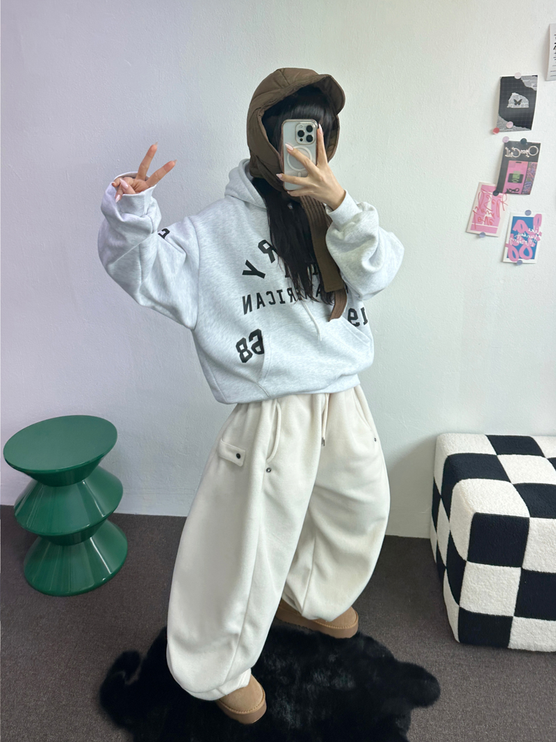 BOTH-SIDES FLEECE SNAP LONG PANTS 🧸🩵🤍6COLOR