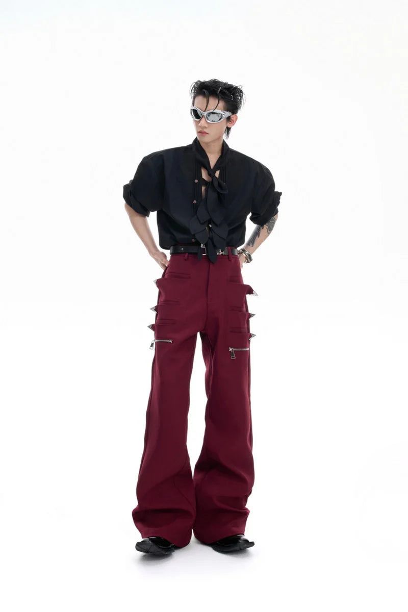 Deconstructed Zip Flare Pants