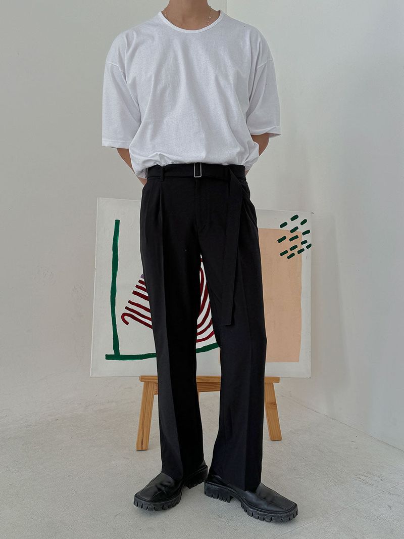 ASCLO Semi Wide Belt Slacks (4color)