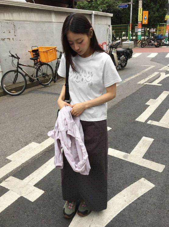 Neiro Cotton Dot Maxi Long Skirt