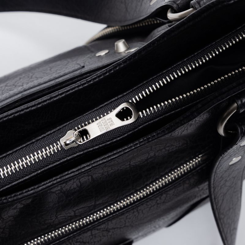 Studded Leather Shoulder Bag (Black)