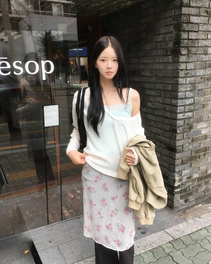Flower chiffon skirt