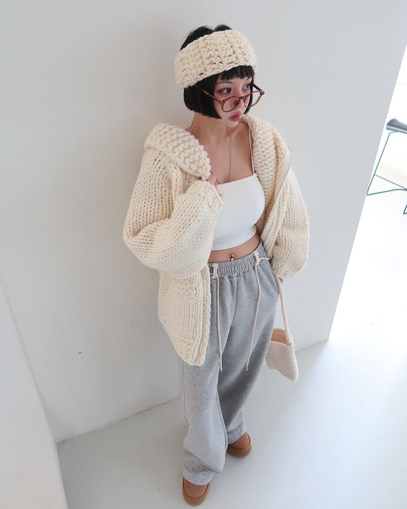 [Handmade] Wool knit zip-up jacket