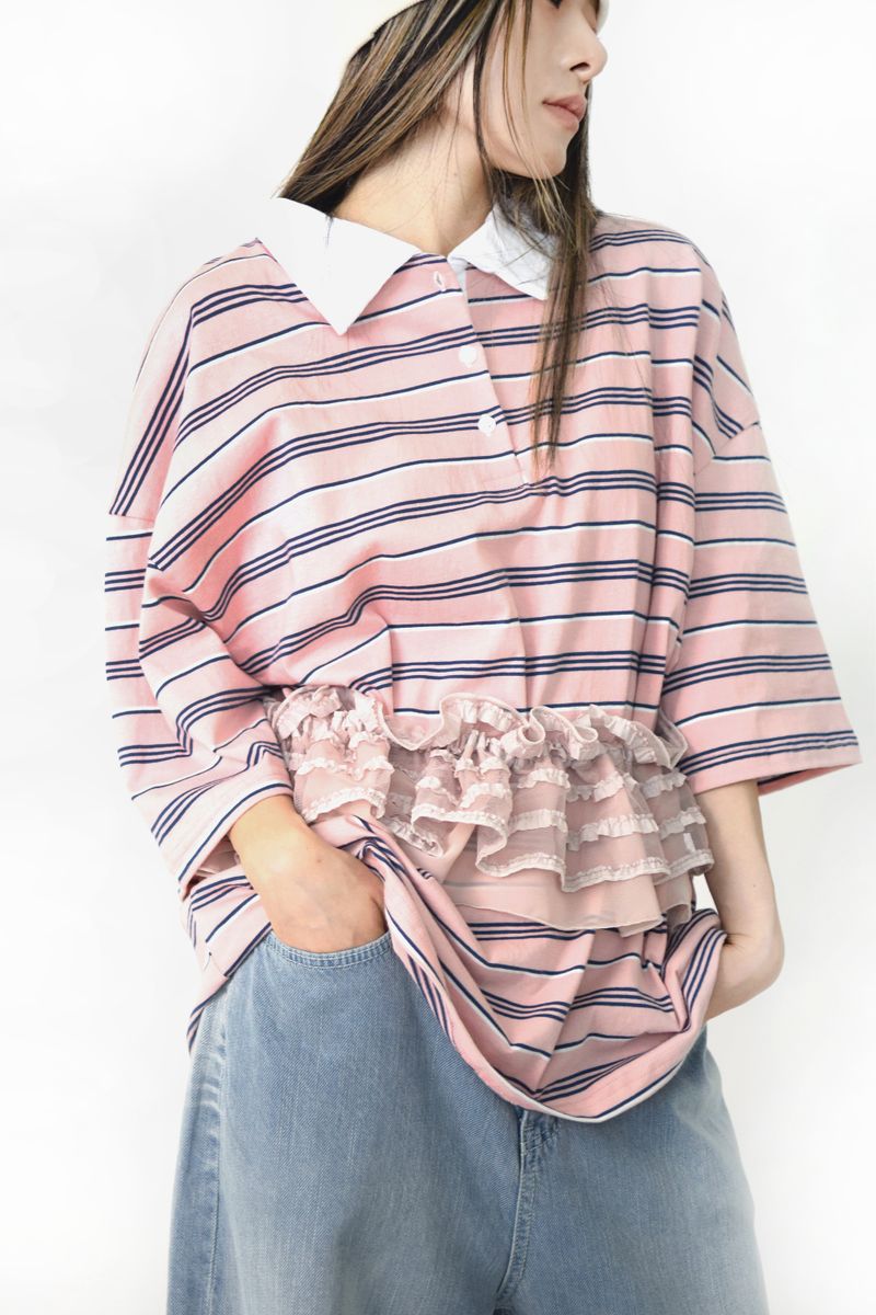 Sweet stripe collared tee(2colors)