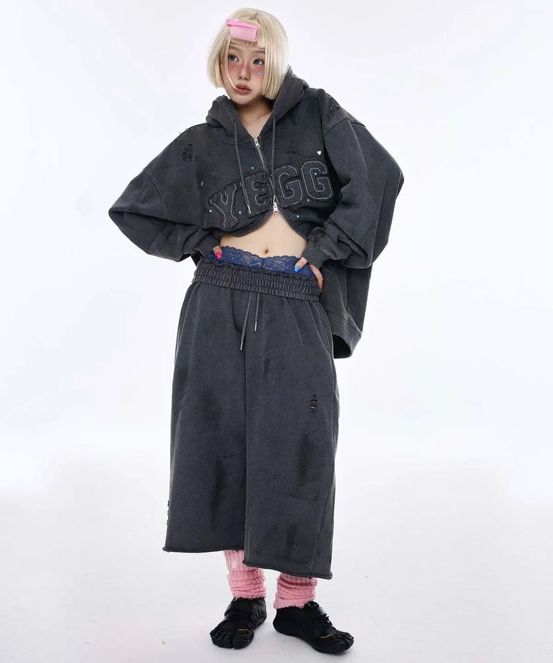 ディストロイドYEGG フーディー チャコール