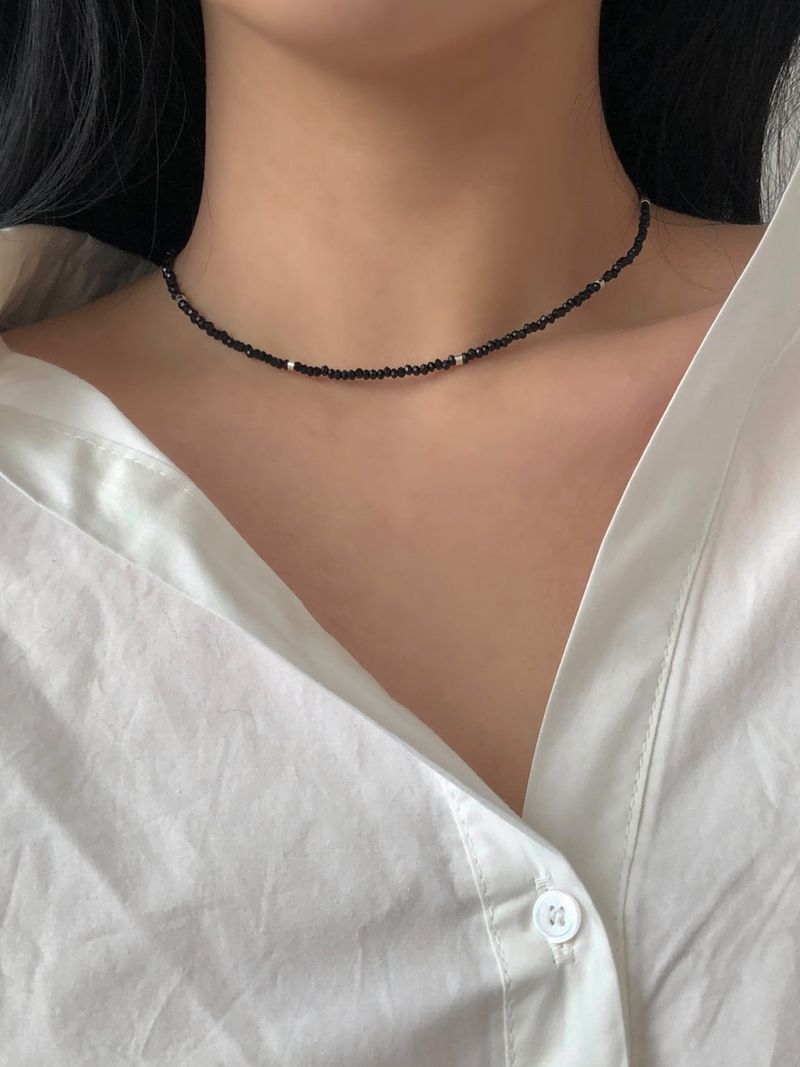 (silver925) Black spinel necklace