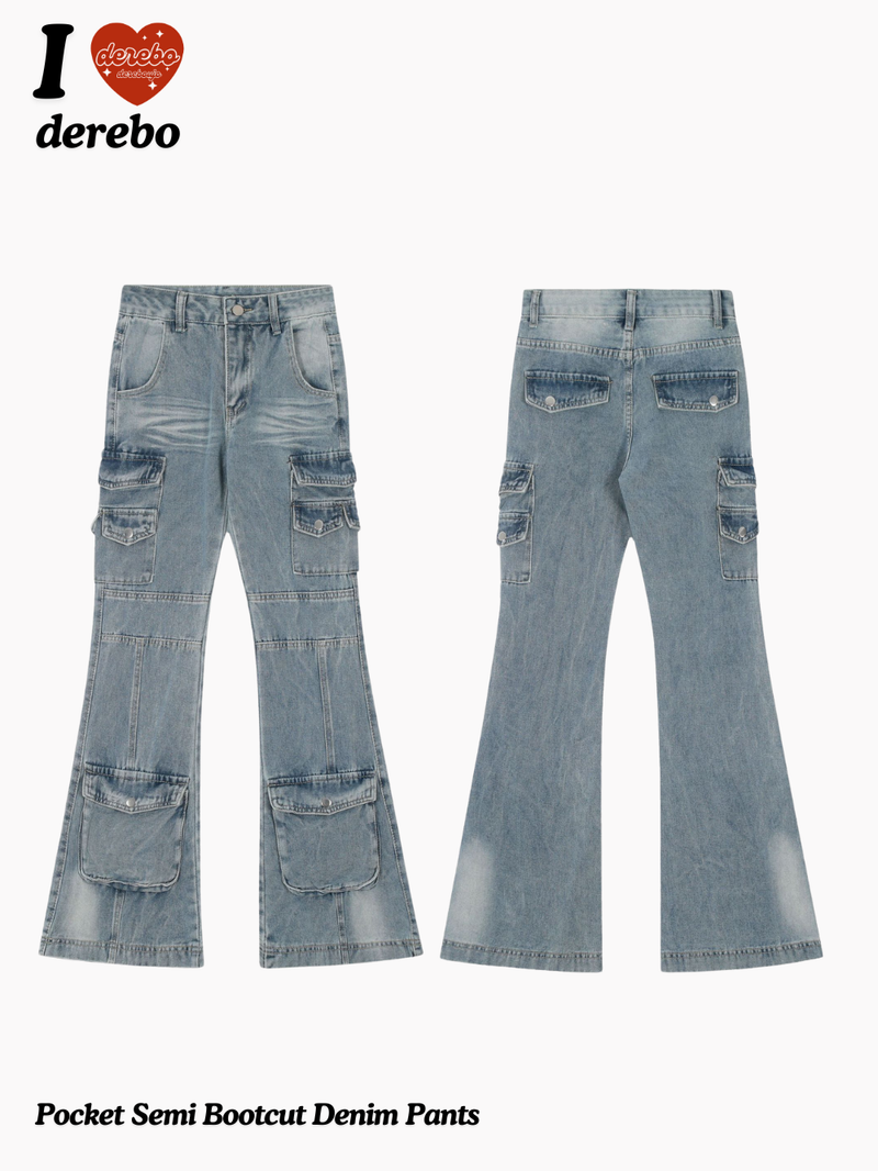 Pocket Semi Bootcut Denim Pants