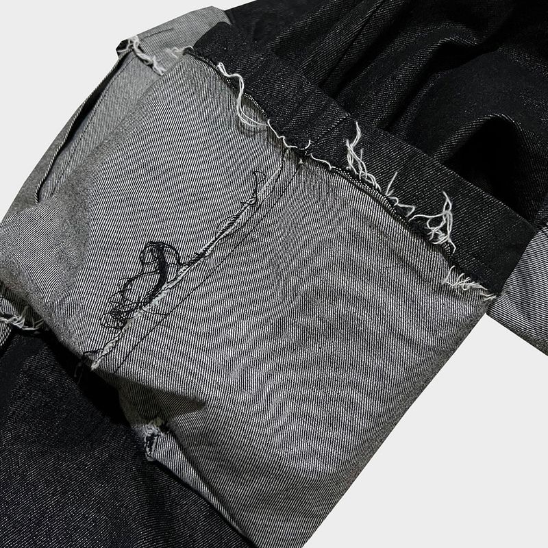 grunge roll-up denim pants_black