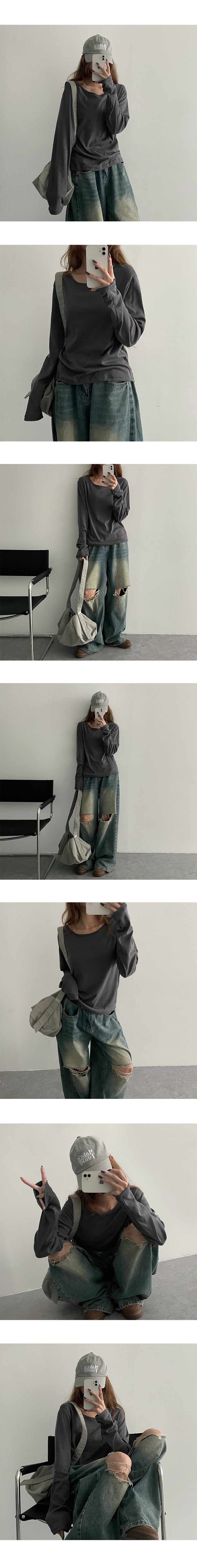 Mode Basic Round Slim Long Sleeve Tee