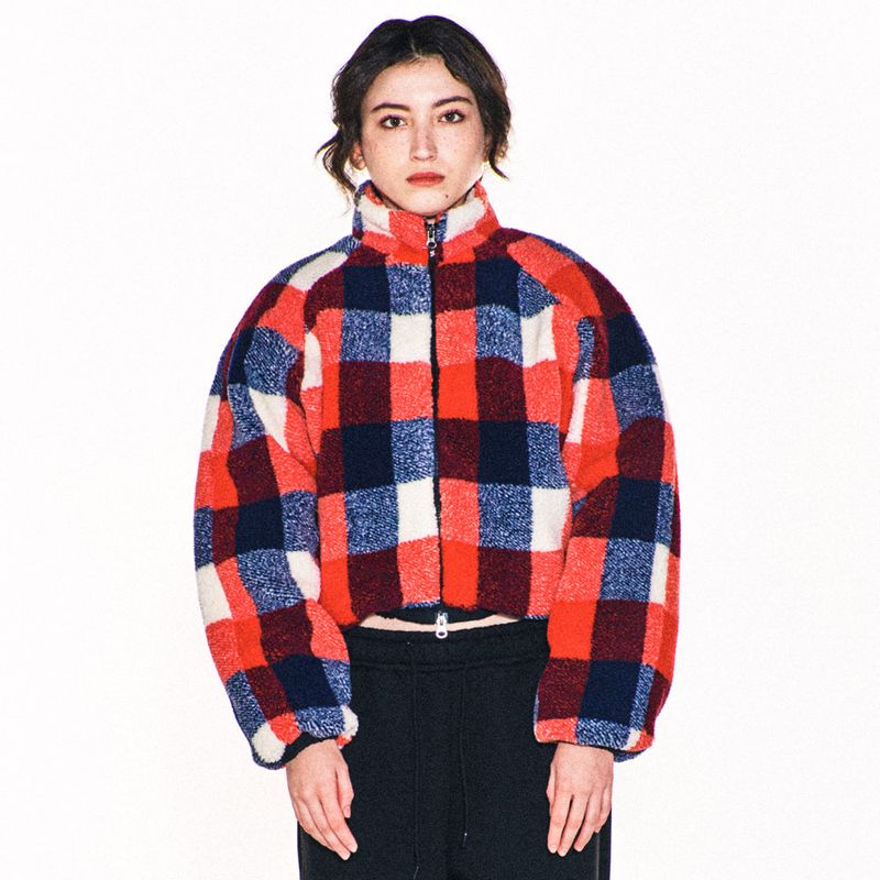 WEIRD FLEECE CROP JACKET (RED)
