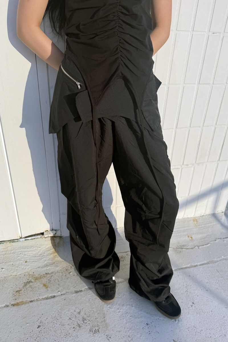 BELT LAYER PANTS / BLACK