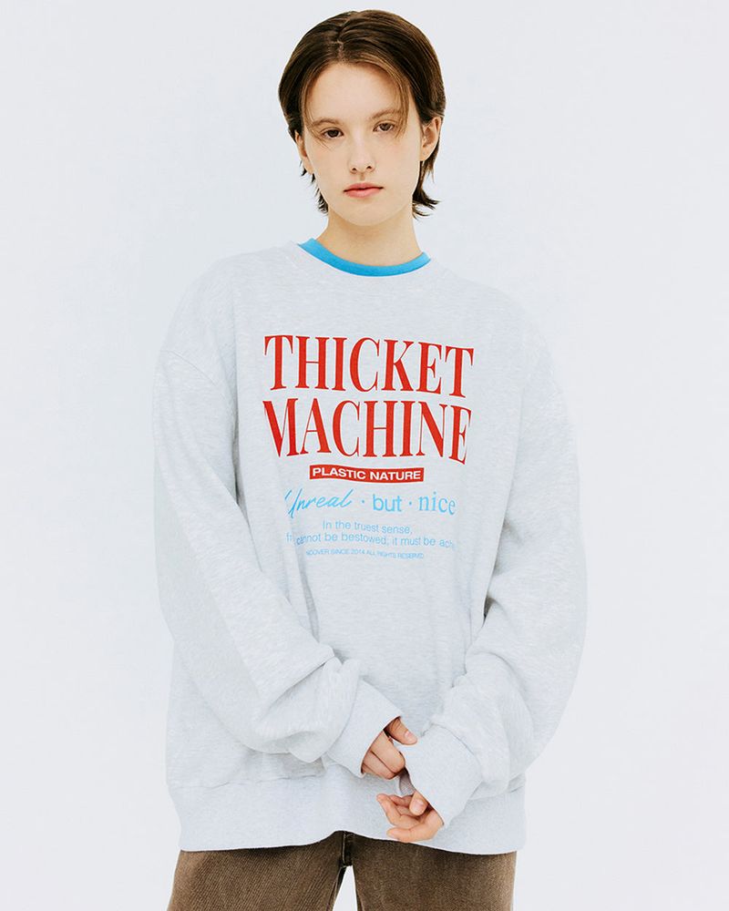THICKET MACHINE TYPO SWEATSHIRT-WHITE MELANGE