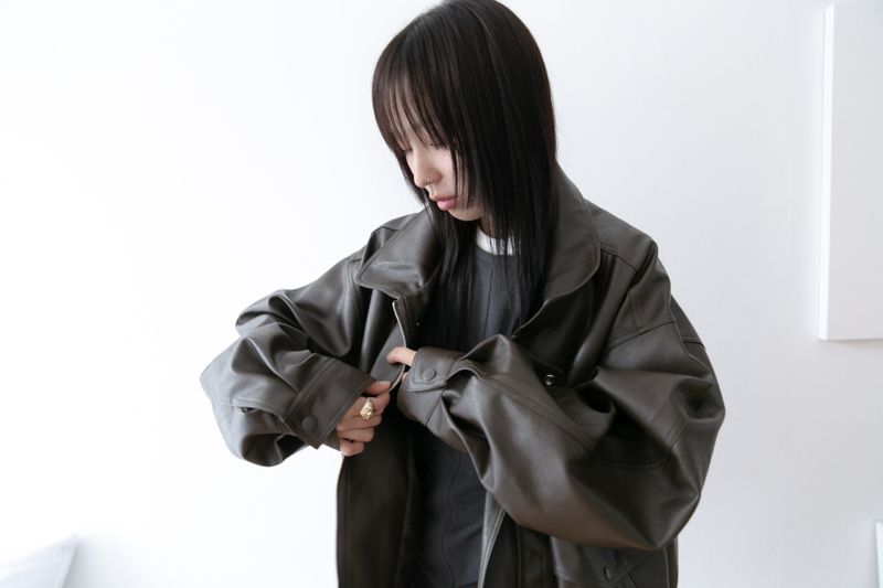 over pocket leather jacket(2colors)