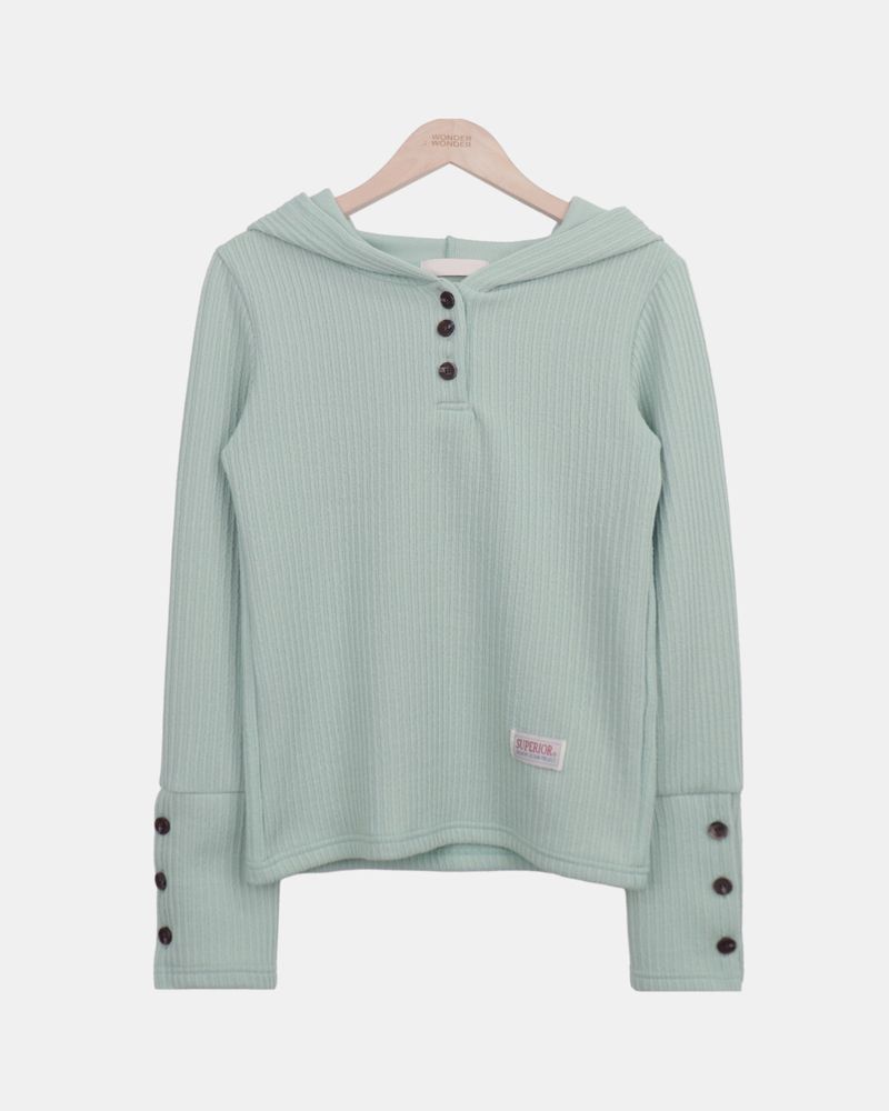 Piggle Cropped Button Hooded T-Shirt