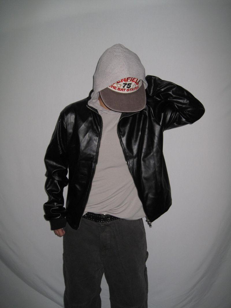 Leather Jersey Zip-Up Jacket