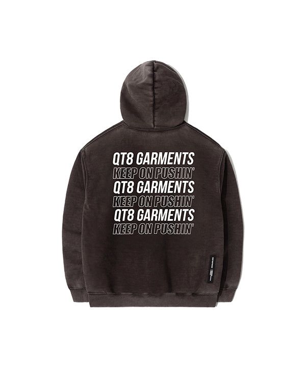 OC Slogan Washed Zip-up hoodie (Black)