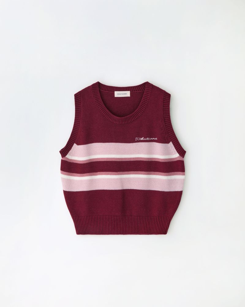 Take knit vest_wine