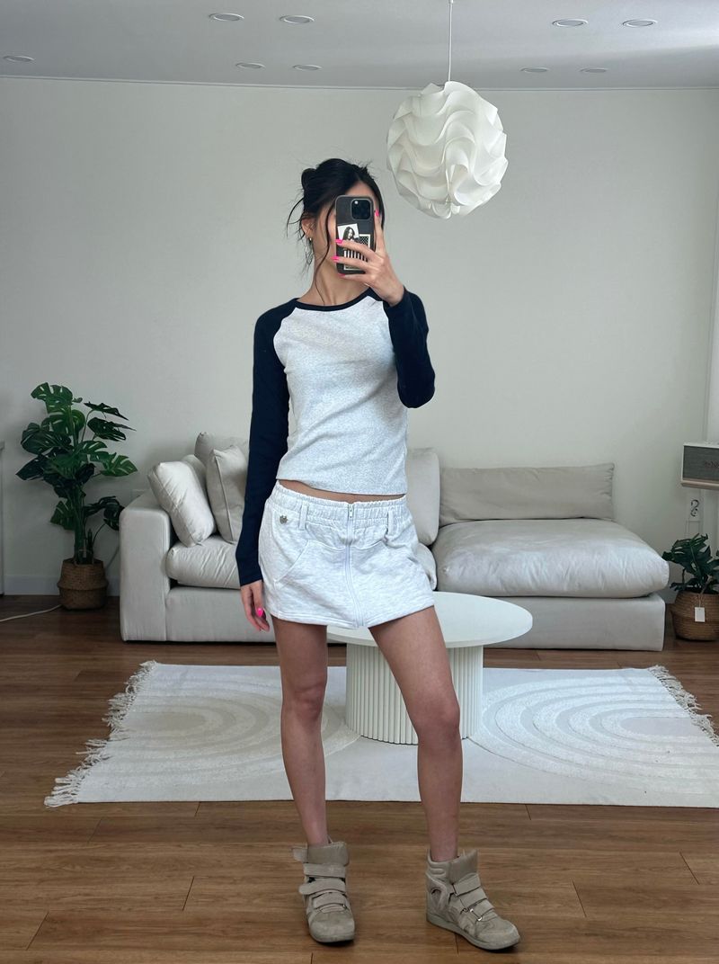 zip sweat mini skirt