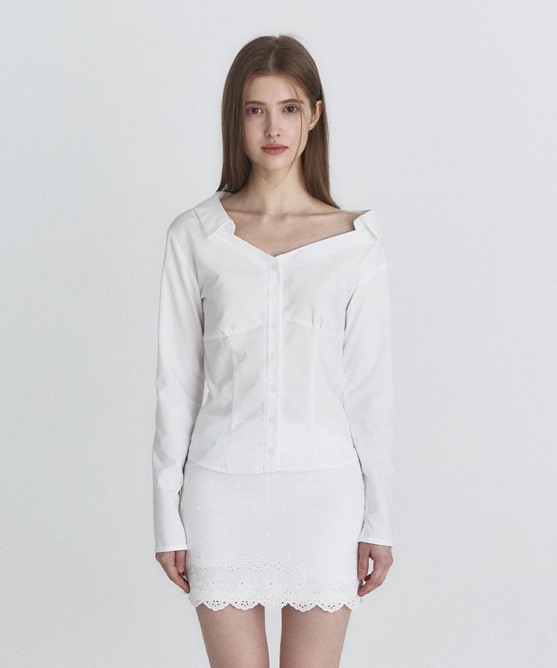 Not your rose（ノットユアローズ）の「Classy one-shoulder shirt (White)（Tops）」