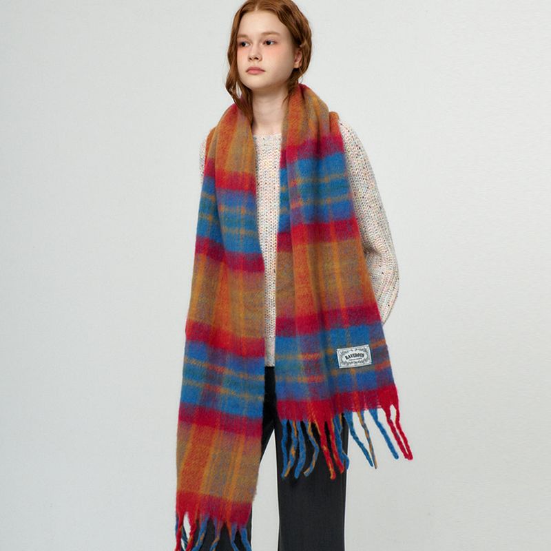 Soft Brushed Check Muffler_Blue