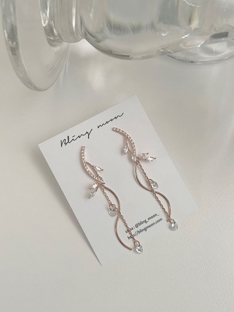 Leaf wave earrings / 2 colors / wedding drop guest look