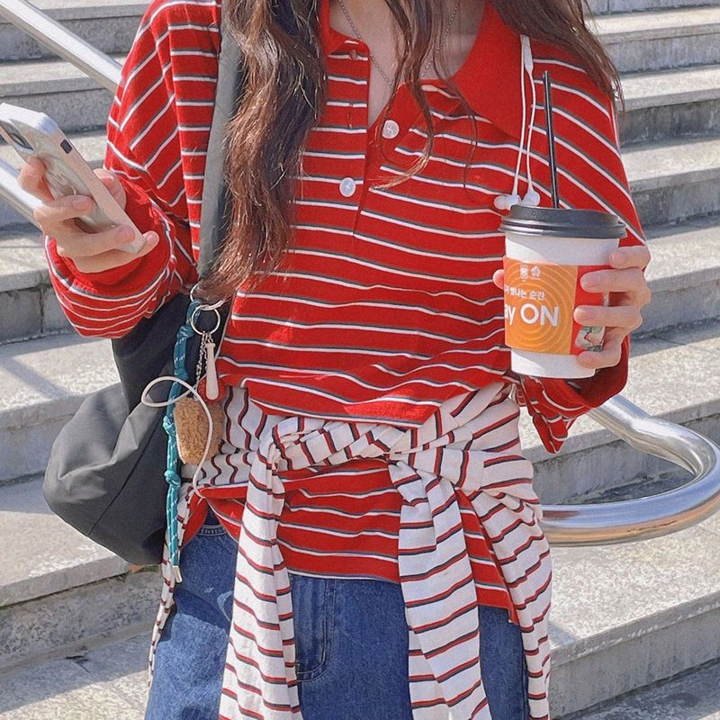 natural mind（ナチュラル マインド）の「Ato Stripe Rugby T-shirt（Tops）」