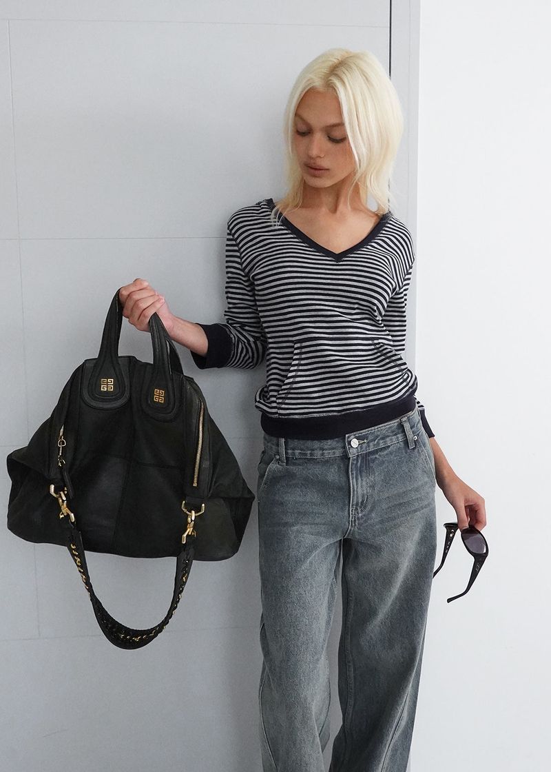 BLACKUP（ブラックアップ）の「[MADE] Zeppel Striped V-Neck Hoodie Sleeveless（Tops）」