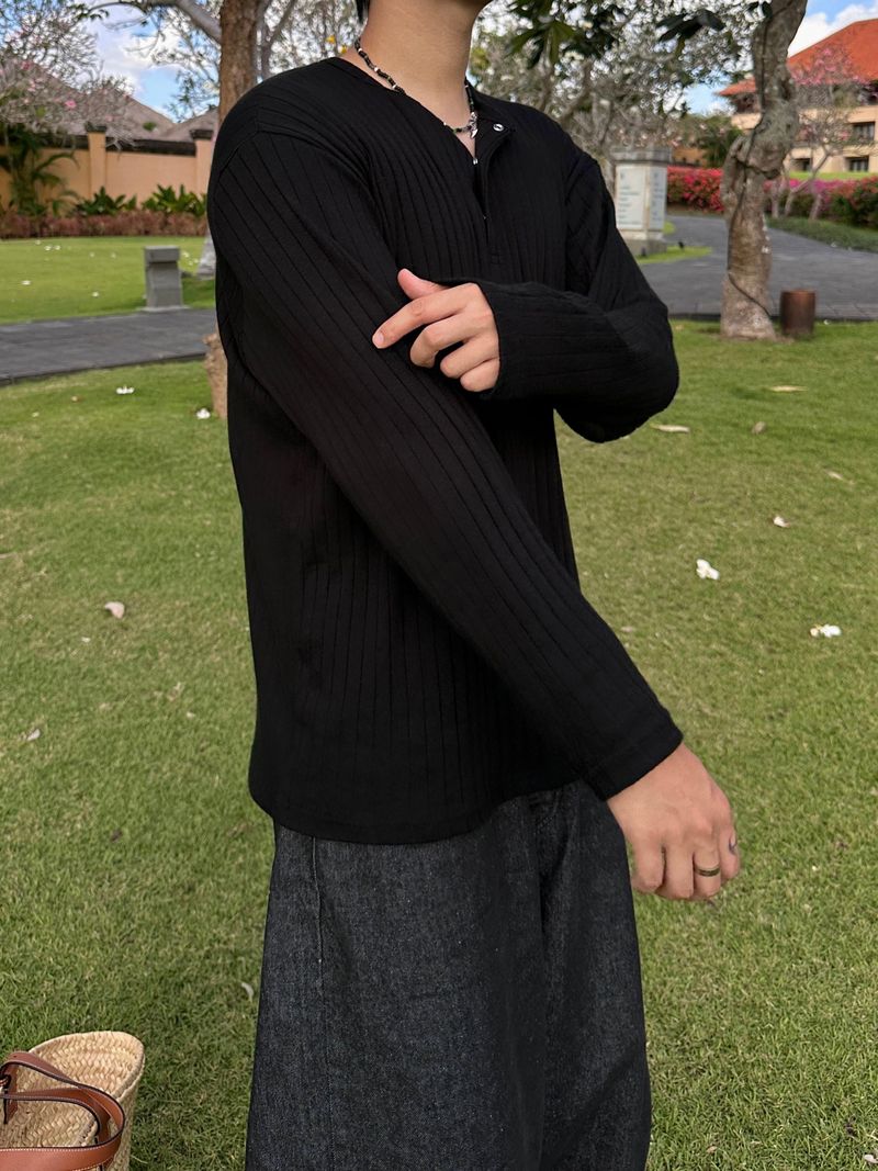 simple line henry neck long-sleeve 3C