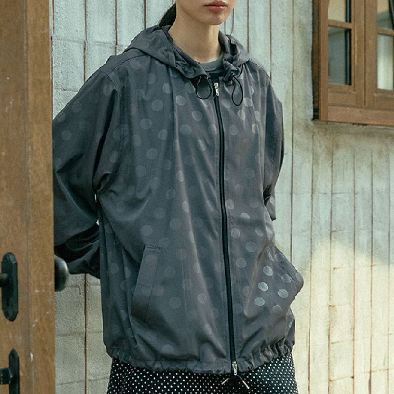 Dot Hoodie Windbreaker (charcoal)