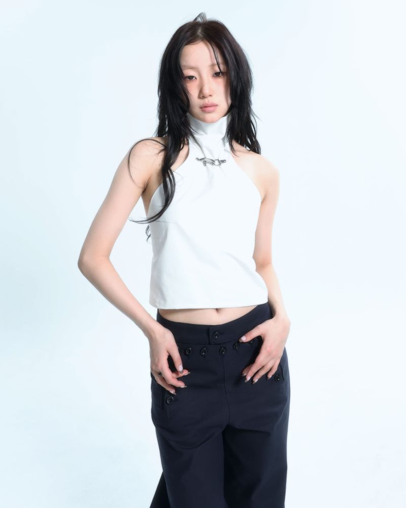 Buckle Halterneck - White