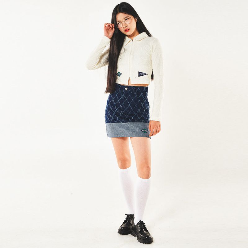 FENCE SWING DENIM MINI SKIRT (BLUE)