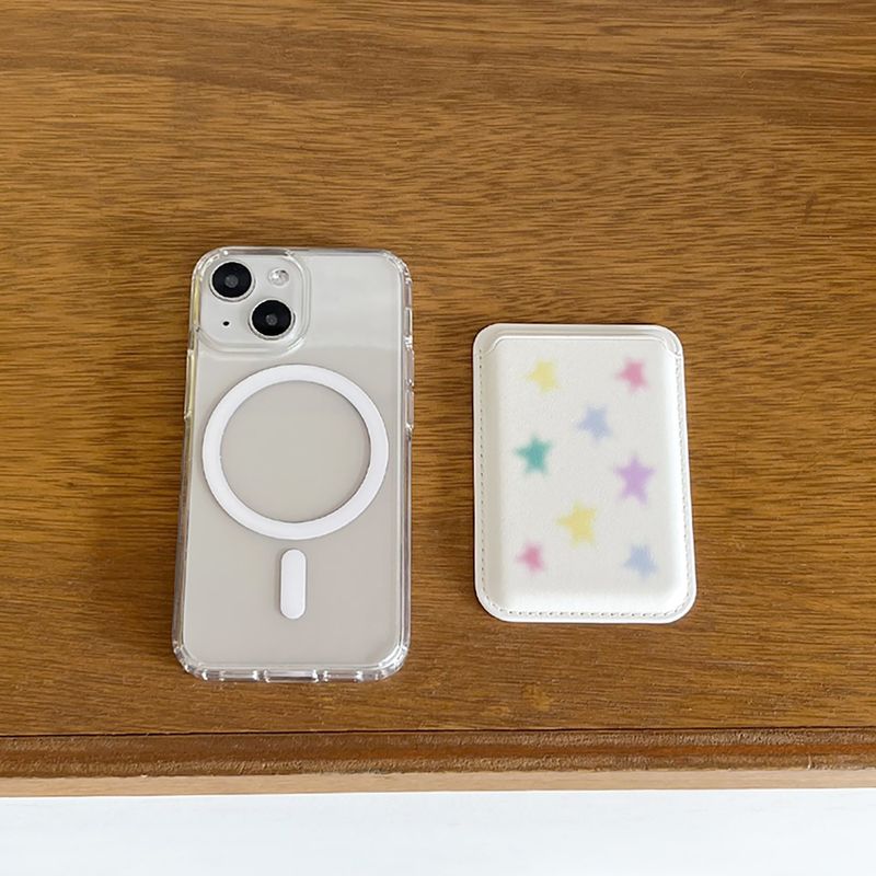 pastel star magSafe white card wallet (single product)