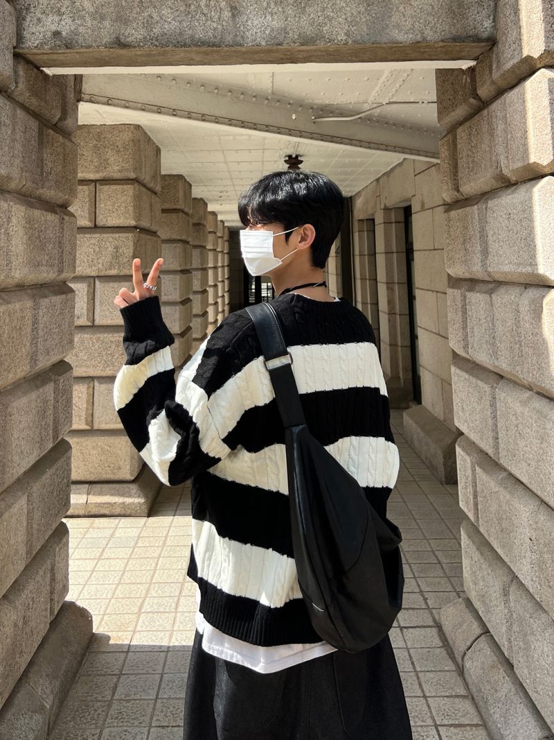 Oversized Striped Cable Knit (4 colors)