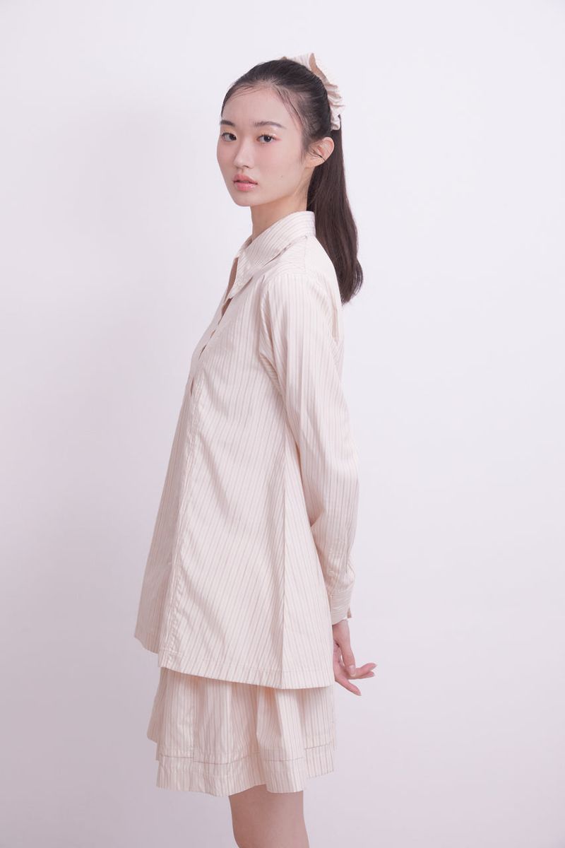 Pintuck shirring mini skirt (STRIPE)