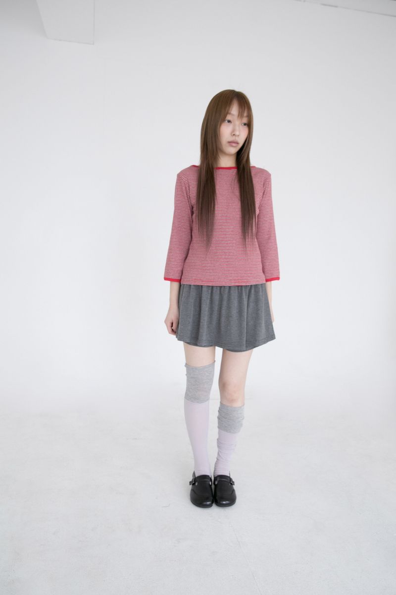 ゴルジストライプボートネックトップ(2colors)